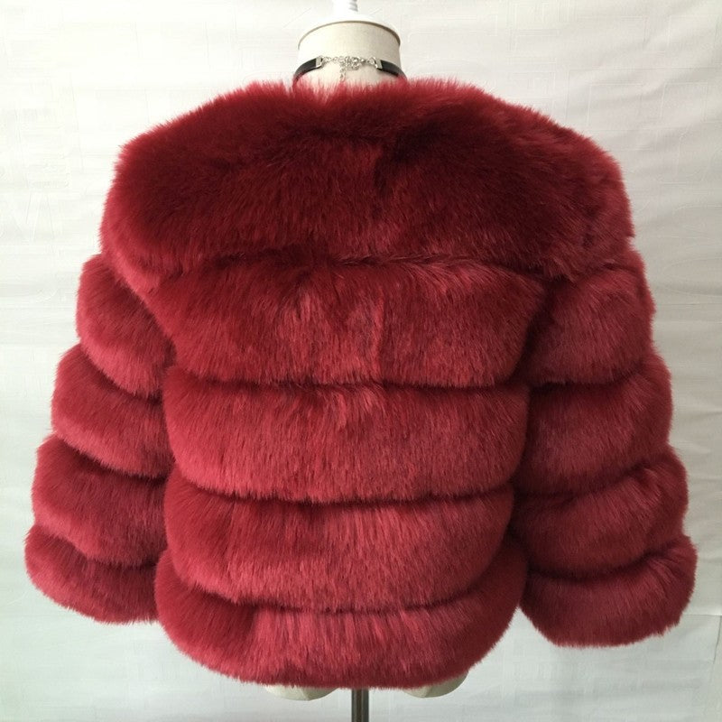 Fur in Faux Fur Coat Women Short Long Sleeve Fur Artificial Fur Coat