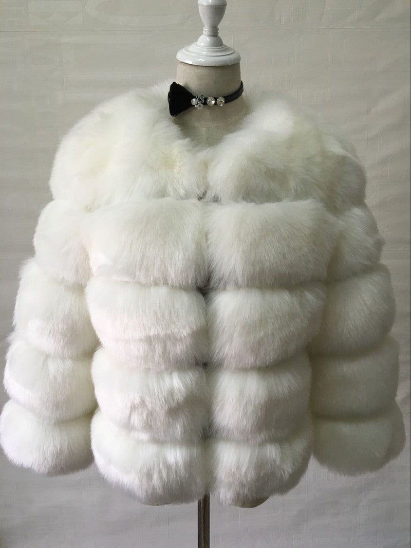 Fur in Faux Fur Coat Women Short Long Sleeve Fur Artificial Fur Coat