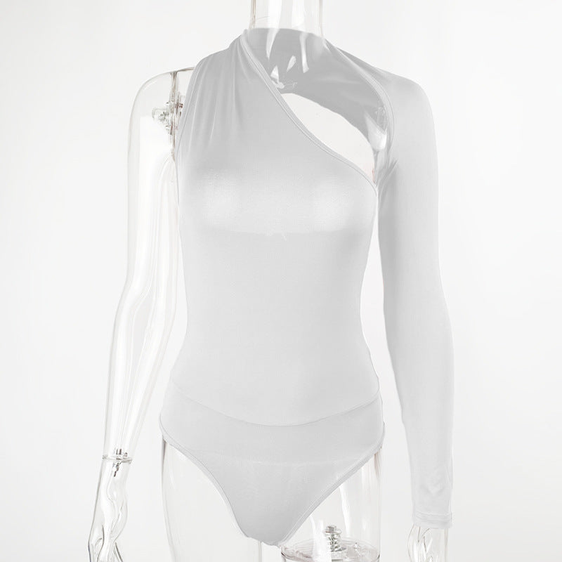 Backless Halter Long Sleeve Tight Jumpsuit