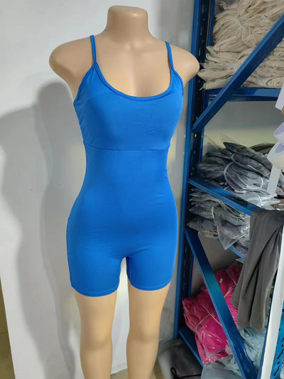 Women Yoga Bodysuit Spaghetti Strap Waist Tight Jumpsuit Sports Jumpsuit