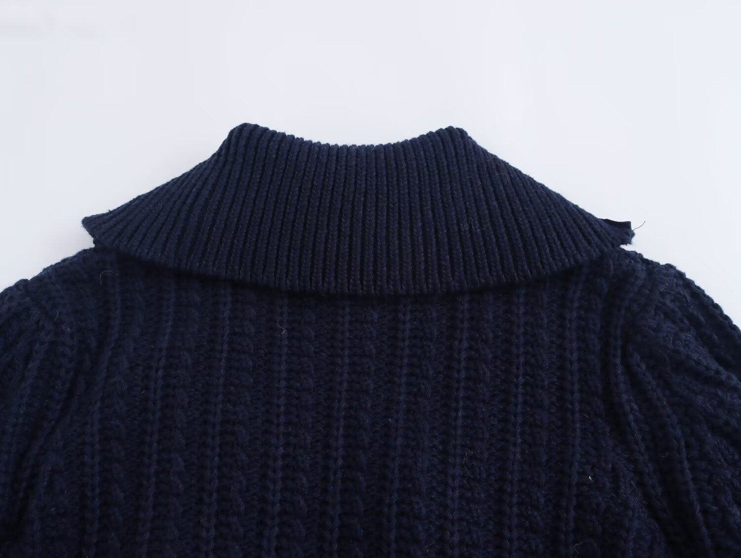Fall Women Clothing Thick Needle Loose Half Zipper Collared Knitted Pullover Sweater