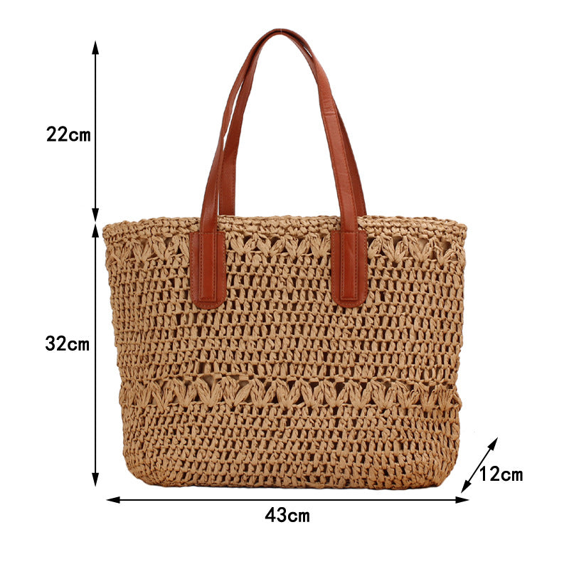 Summer Hollow out Woven Bag Paper String Shoulder Straw Bag Casual Beach Women Bag