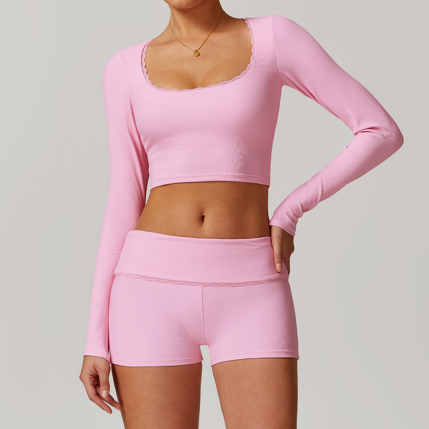 Long Sleeve Shorts Cherry Blossom Pink