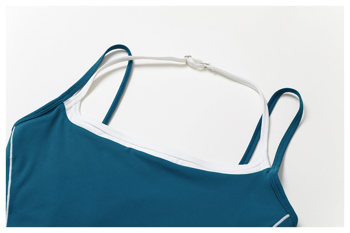 Faux Two Piece Halter Beauty Back Yoga Fold High Waist Casual All-Match Workout Exercise Outfit