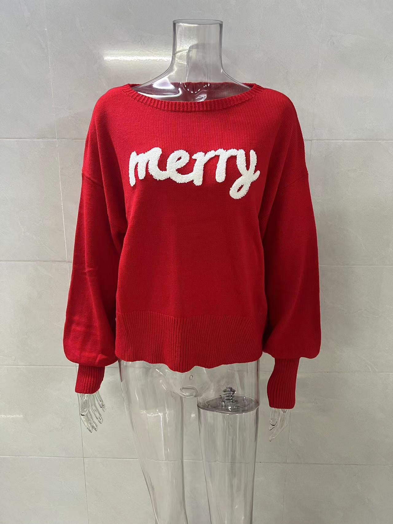 Autumn Winter Knitwear Women Clothing Christmas round Neck Long Sleeved Pullover Women