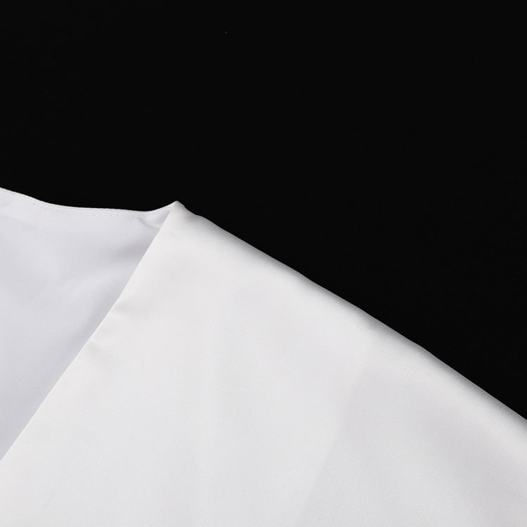 Satin Deep V-neck Hollow Twisted Three-Quarter Sleeve Tight Dress