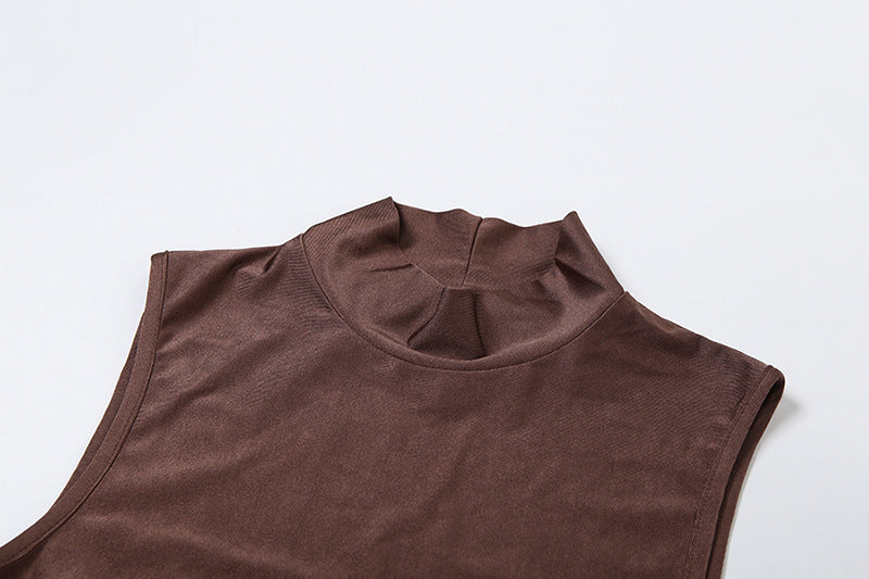 Women Sexy Slim Turtleneck Solid Color Ruffle Hip Dress Women