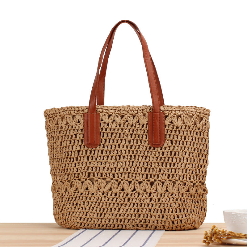 Summer Hollow out Woven Bag Paper String Shoulder Straw Bag Casual Beach Women Bag