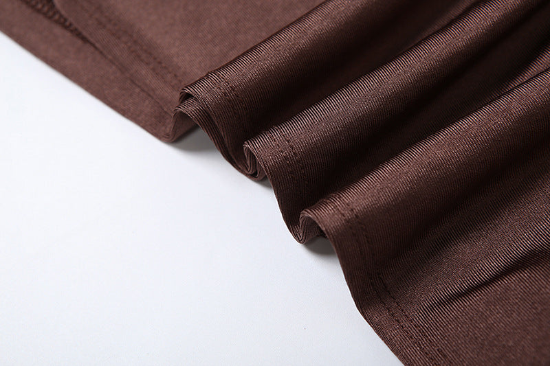 Women Sexy Slim Turtleneck Solid Color Ruffle Hip Dress Women