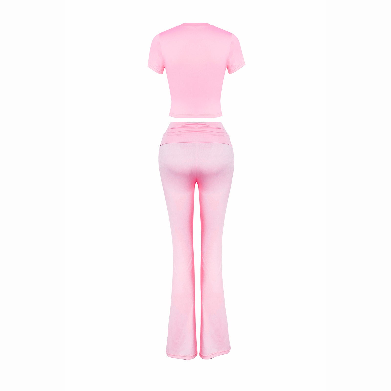 Women Clothing Spring Summer Casual Solid Color Slim Fit Short Sleeve Suit