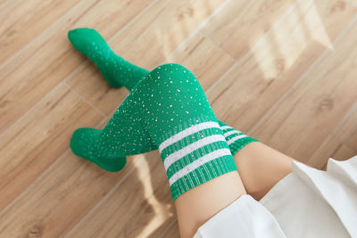 Rhinestone Knee Socks Striped