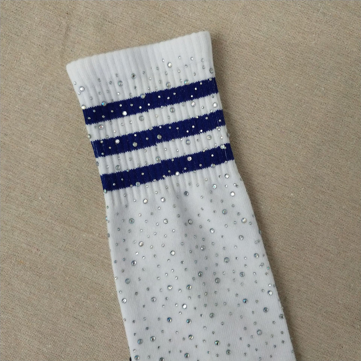 Rhinestone Knee Socks Striped