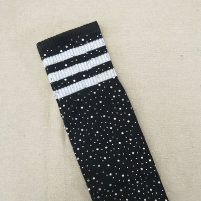 Rhinestone Knee Socks Striped