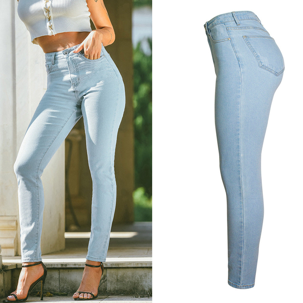 High Waist Slim Stretch Jeans Pure
