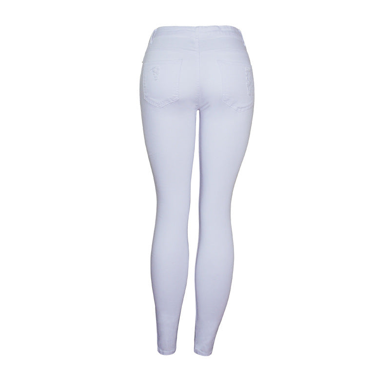 Ripped Ankle-Tied Pants High Waist