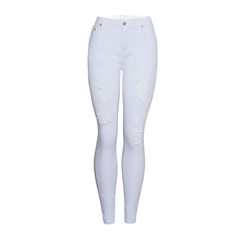 Ripped Ankle-Tied Pants High Waist