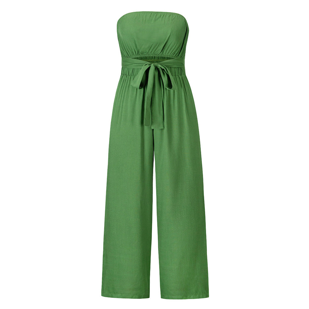 Backless Slim Fit Jumpsuit Straight-Leg Trousers Suit