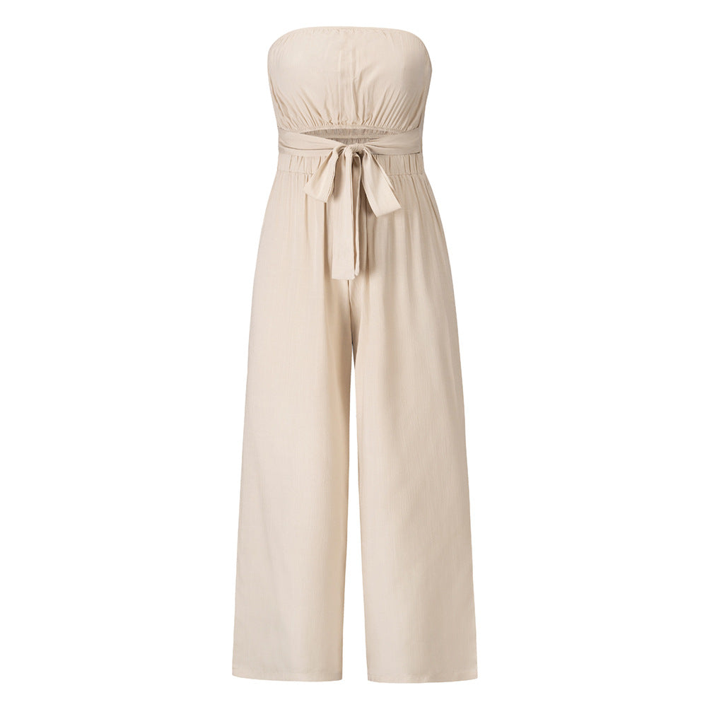 Backless Slim Fit Jumpsuit Straight-Leg Trousers Suit