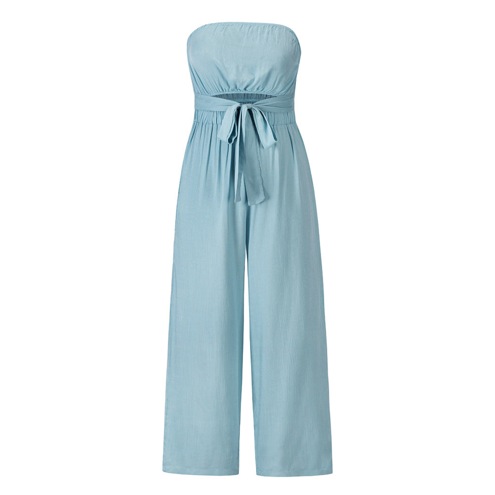 Backless Slim Fit Jumpsuit Straight-Leg Trousers Suit