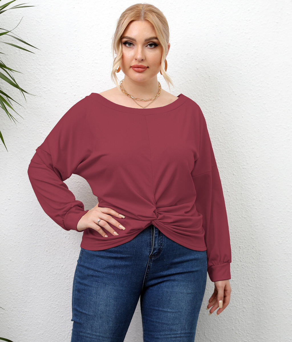 Sleeve Solid Color Irregular Cross