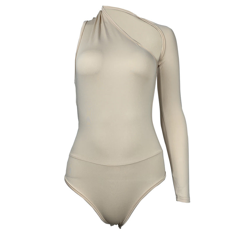 Backless Halter Long Sleeve Tight Jumpsuit