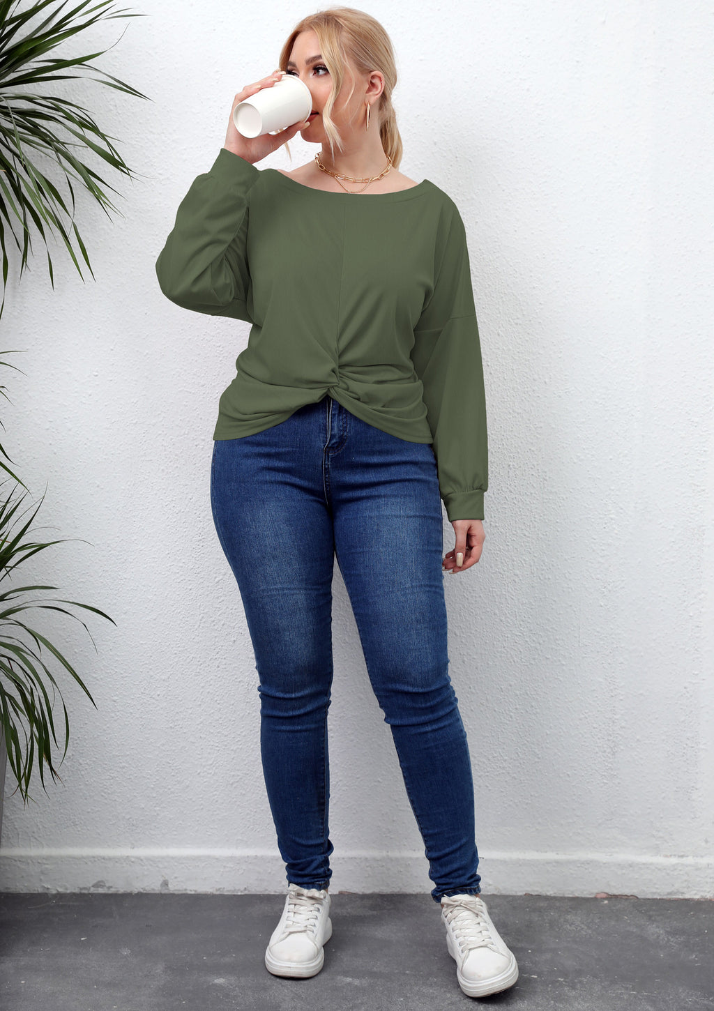 Sleeve Solid Color Irregular Cross