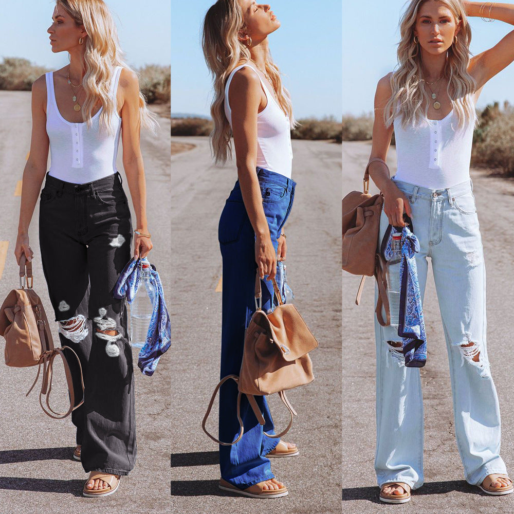 High Waist Temperament Denim Pants