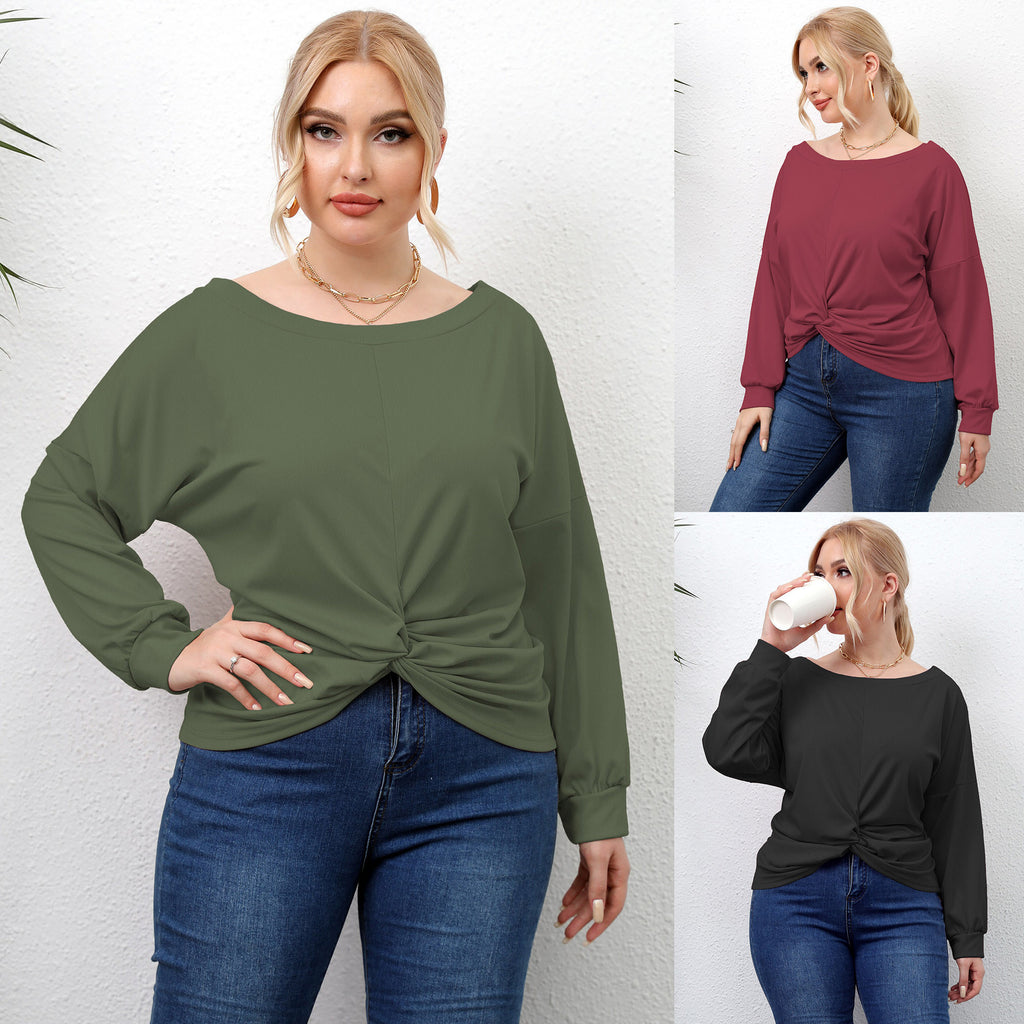 Sleeve Solid Color Irregular Cross