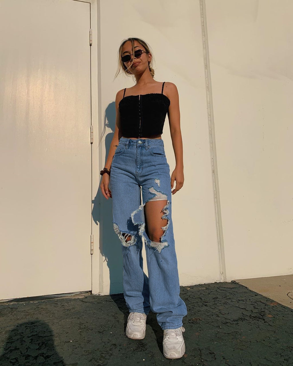 Loose Personality Ripped Straight Casual Pants Jeans