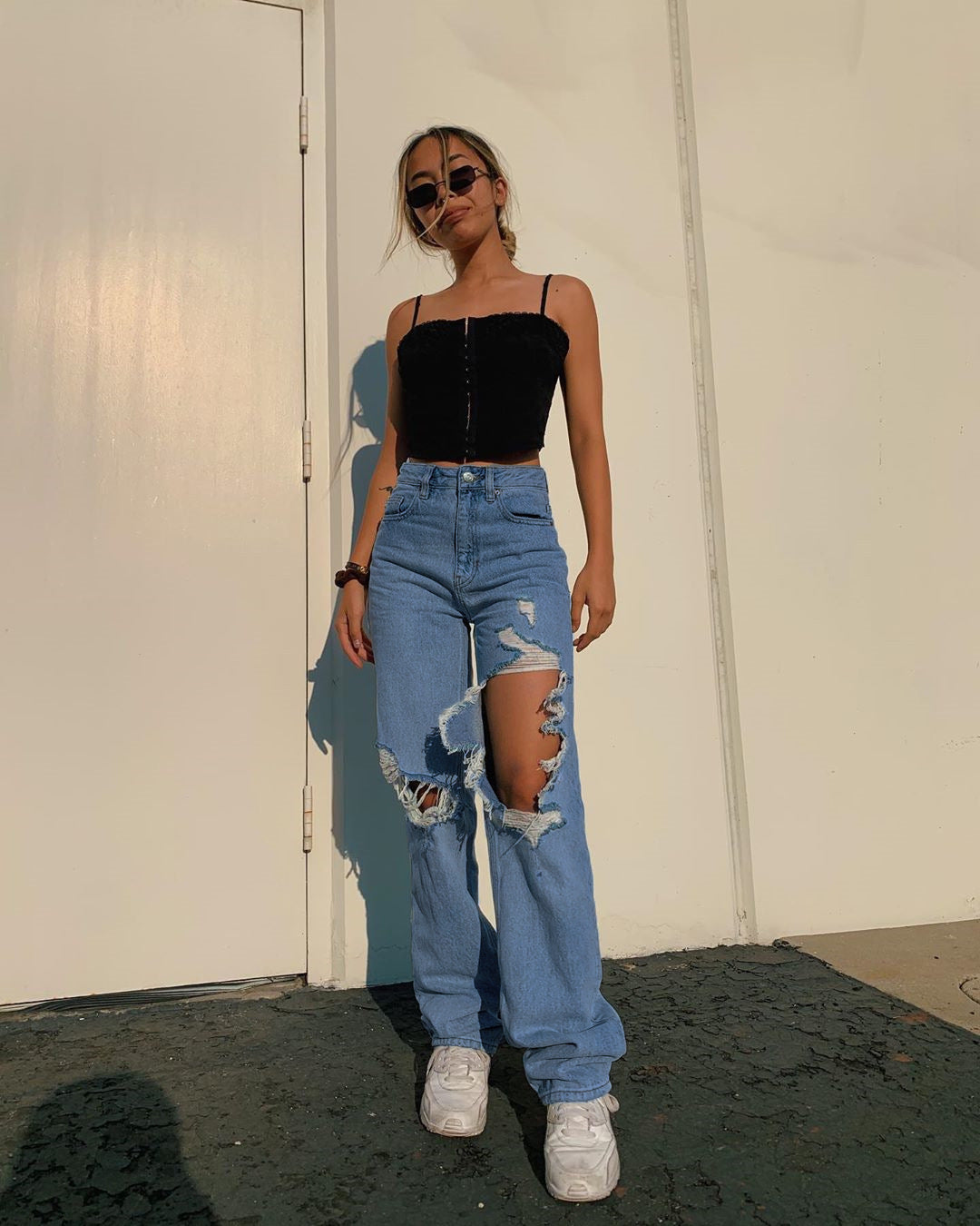 Loose Personality Ripped Straight Casual Pants Jeans