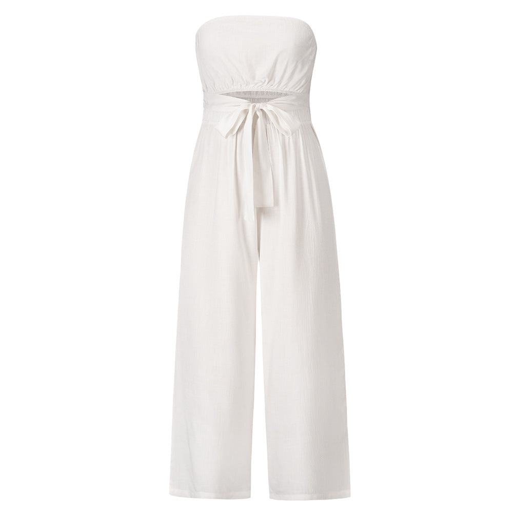 Backless Slim Fit Jumpsuit Straight-Leg Trousers Suit